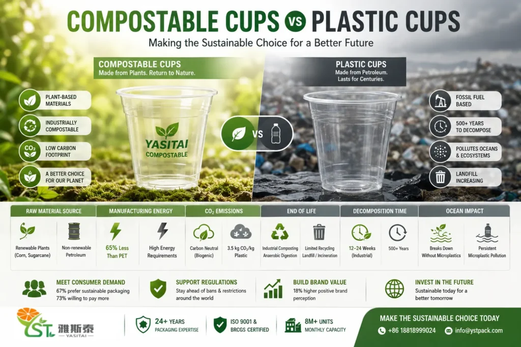 Compostable vs. Plastic Cups